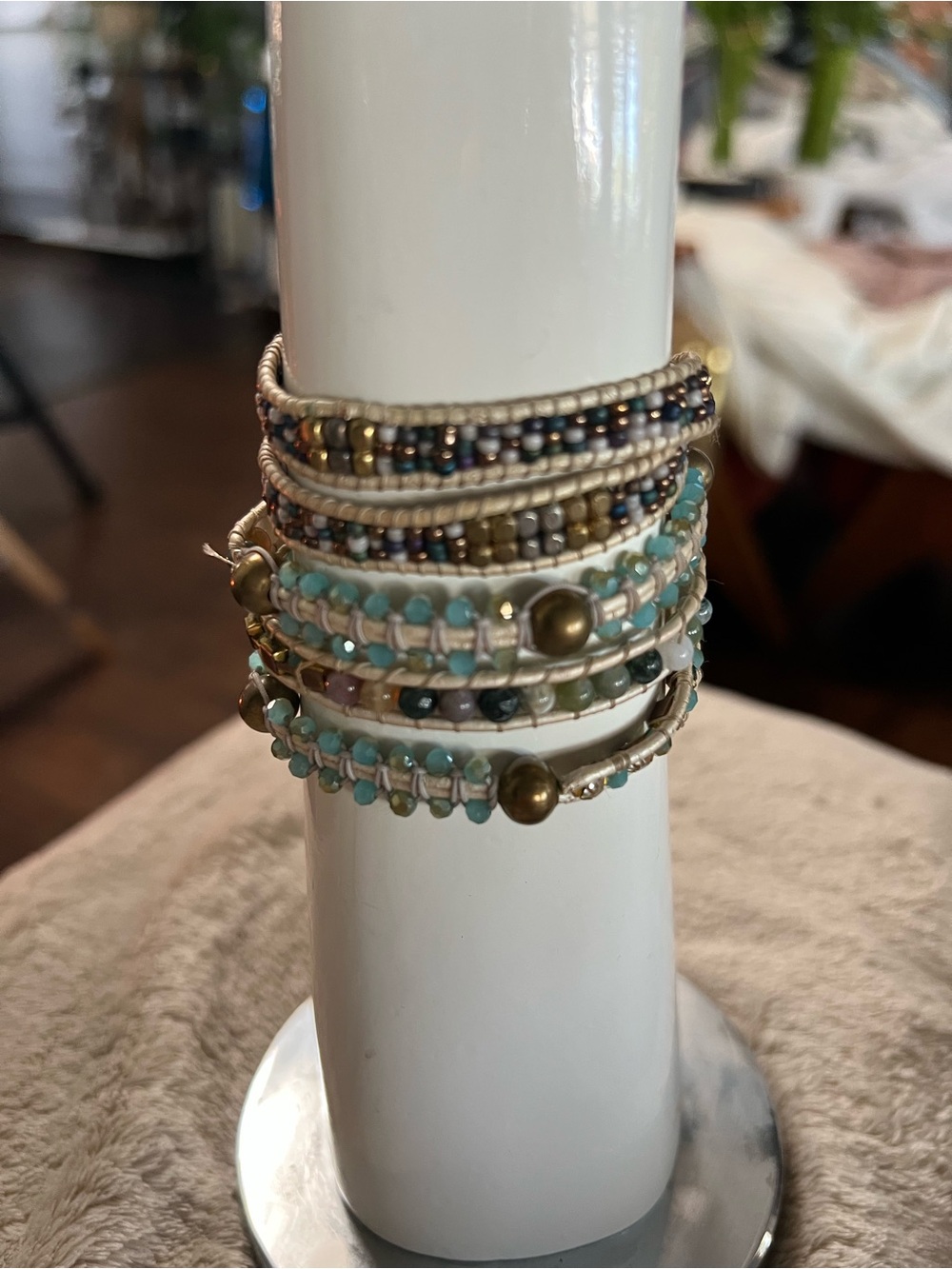 Nakamol Turquoise & Brass Multi-Strand Beaded Wrap Bracelet